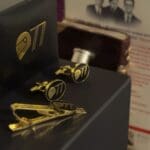 Elegant 911-themed cufflinks and tie accessory