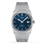 Tissot PRX stainless steel watch with blue dial