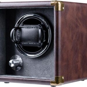 Brown leather single watch winder