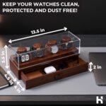 Acrylic-top wooden watch organizer with drawer