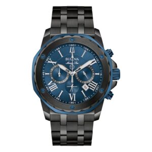 Bulova men's blue dial chronograph watch