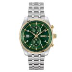 BOSS green dial chronograph stainless steel watch