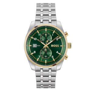 BOSS green dial chronograph stainless steel watch